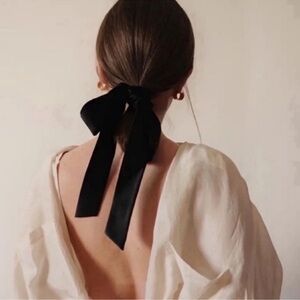 New! Black Velvet Bow Hair Scrunchie